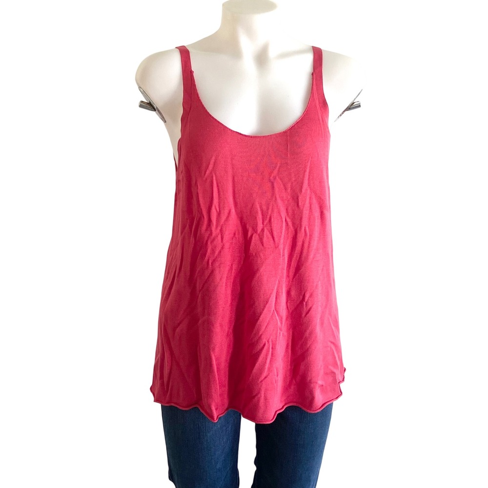 Eileen Fisher Raspberry Pink Spun Silk Viscose Knit Tank Top Small